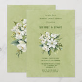 Witte Bloemen Groen Geschilderde Bruiloft Koppels Kaart (Voorkant / Achterkant)