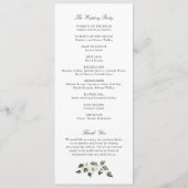 Witte Bloemen Groen Ivy Crest Sage Bruiloft Programmakaart (Achterkant)