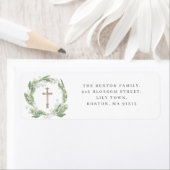 Witte Bloemen Groen Kruis Religieus Adres Etiket (Insitu)