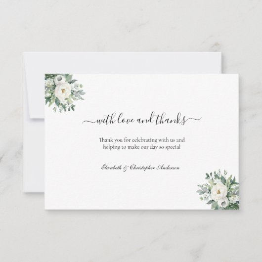 Witte Bloemen Groen Met Liefde En Bedankt Trouwen (Voorkant)