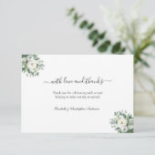 Witte Bloemen Groen Met Liefde En Bedankt Trouwen (Staand voorkant)