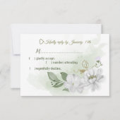 witte bloemen groen RSVP kaartje (Voorkant)