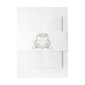 Witte Bloemen Groen Sage Monogram Crest Bruiloft Uitnodigingen Wikkel (Voorkant Voorbeeld)