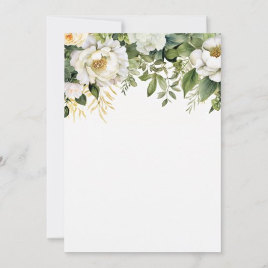 Witte Bloemen Groen Sip en Zie Baby shower Kaart (Achterkant)