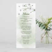 witte bloemen groen trouwmenu menu (Staand voorkant)