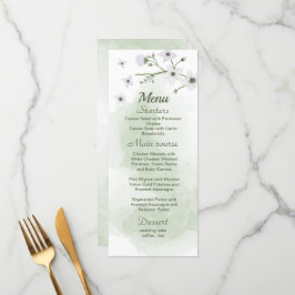 witte bloemen groen trouwmenu menu