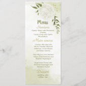 witte bloemen groen trouwmenu menu (Voorkant)