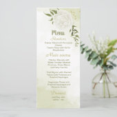 witte bloemen groen trouwmenu menu (Staand voorkant)