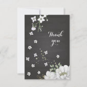witte bloemen groen zwart dank je kaart (Voorkant)