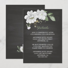 witte bloemen groen zwarte details informatiekaartje