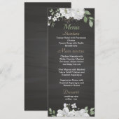 witte bloemen groen zwarte trouwmenu menu (Voorkant / Achterkant)