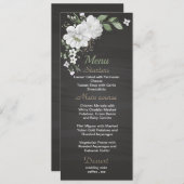 witte bloemen groen zwarte trouwmenu menu (Voorkant / Achterkant)