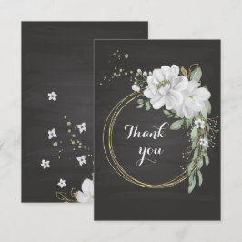witte bloemen groenachtig goud bedankkaart