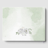 witte bloemen groenachtig goud gastenboek (Achterkant)