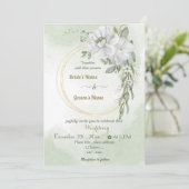 witte bloemen groenachtig goud met een grote bruil kaart (Staand voorkant)