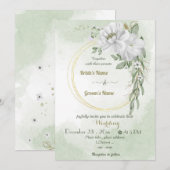 witte bloemen groenachtig goud met een grote bruil kaart (Voorkant / Achterkant)