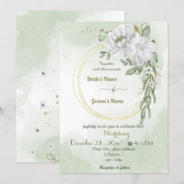 witte bloemen groenachtig goud met een grote bruil kaart