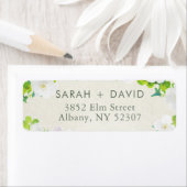 Witte Bloemen Groene bladeren Aangepaste Sjabloon Etiket (Insitu)