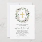 witte bloemen groene bladeren | Bevestiging Kaart (Voorkant)