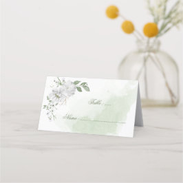 witte bloemen groene bladeren botanische plaatskaartje