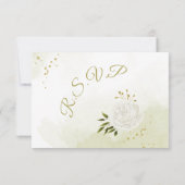  witte bloemen groene bladeren botanische RSVP kaartje (Achterkant)