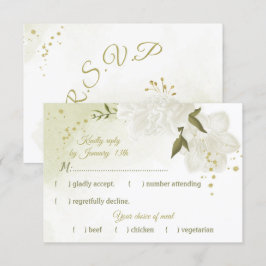  witte bloemen groene bladeren botanische RSVP kaartje