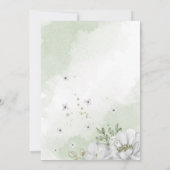 witte bloemen groene bladeren bruiloft kaart (Achterkant)