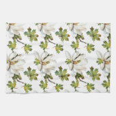 Witte bloemen groene bladeren theedoek (Horizontaal)