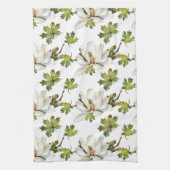 Witte bloemen groene bladeren theedoek (Verticaal)