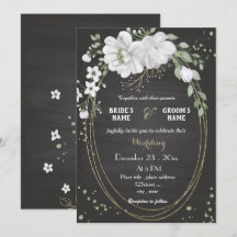 witte bloemen groene bladeren zwarte bruiloft