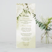 witte bloemen groene bruiloft menu (Staand voorkant)