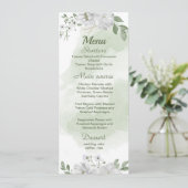 witte bloemen groene bruiloft menu (Staand voorkant)