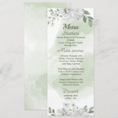 witte bloemen groene bruiloft menu (Voorkant / Achterkant)