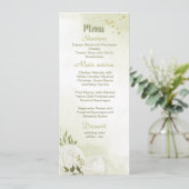 witte bloemen groene bruiloft menu (Staand voorkant)