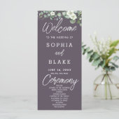 Witte Bloemen Groene Gray Huwelijksprogramma (Staand voorkant)