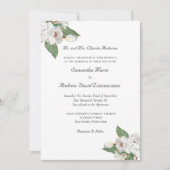 Witte Bloemen Groene Magnolia Trouw Uitnodiging (Voorkant)