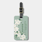 Witte Bloemen Groene Wolk Patroon Inspirerende Spr Bagagelabel (Voorkant verticaal)
