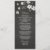 witte bloemen groene zwarte bruiloft menu (Voorkant)