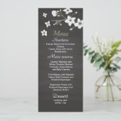 witte bloemen groene zwarte bruiloft menu (Staand voorkant)
