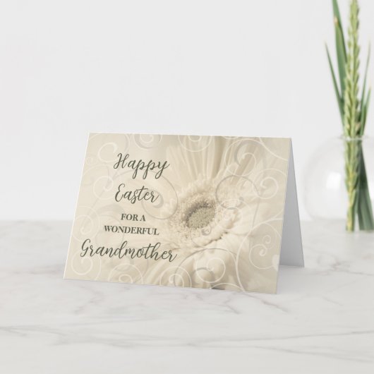 Witte bloemen Grootmoeder Gelukkig Pasen Feestdagen Kaart (Voorkant)