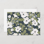 Witte bloemen handgeschreven vintage bruiloft RSVP (Voorkant / Achterkant)