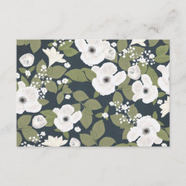 Witte bloemen handgeschreven vintage bruiloft RSVP Kaartje