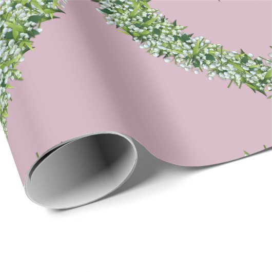  Witte Bloemen Hart met Greenery Cadeaupapier (Rol Hoek)