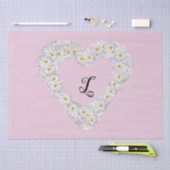  Witte Bloemen Hart met Monogram Tissuepapier (Craft)