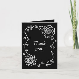 Witte Bloemen Harten Zwart Dank u Kaarten