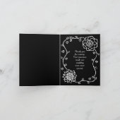Witte Bloemen Harten Zwart Dank u Kaarten (Binnen)