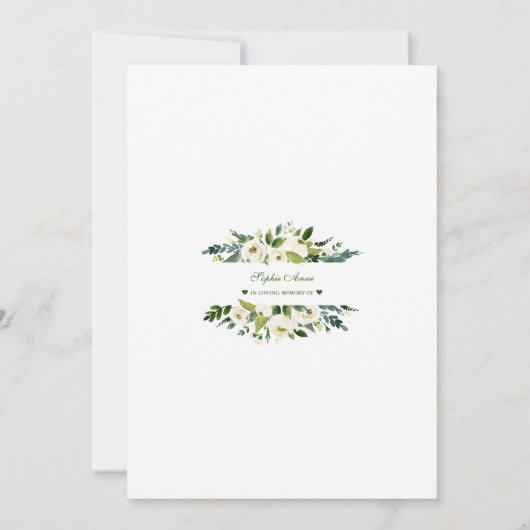 Witte Bloemen Herdenkingsdienst Funeral Memorial Kaart (Achterkant)