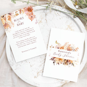Witte Bloemen Herfst Baby shower boeken voor Baby Informatiekaartje