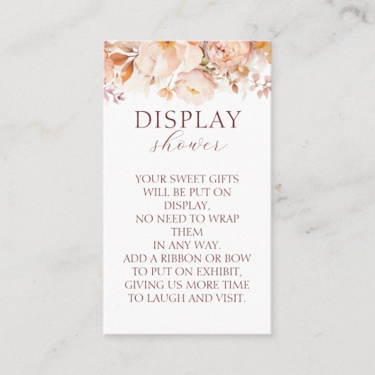 Witte Bloemen Herfst Baby shower Display Douche Informatiekaartje (Voorkant)