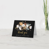 Witte Bloemen Herfst bladeren bruiloft foto Bedankkaart (Voorkant)